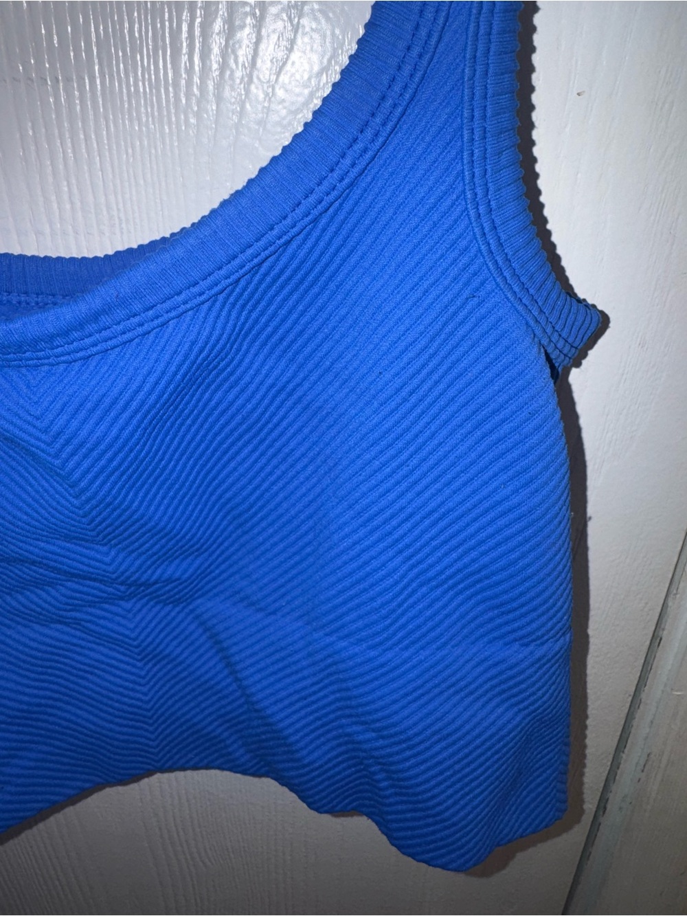 Blue Ribbed Cropped Tank Top - Picture 3 of 3